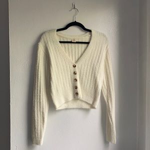 UO Madie Fuzzy Fitted Cardigan